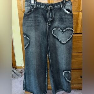 BRAND NEW Stylish Black Heart Patch Women Jeans